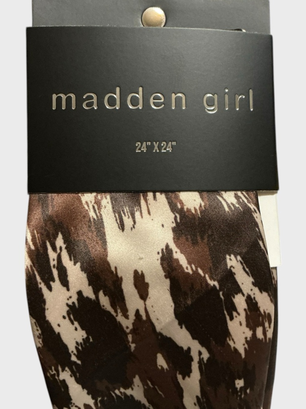 Madden Girl Cow Print Scarf Hair Bag Tie Western Trendy 24” NWT